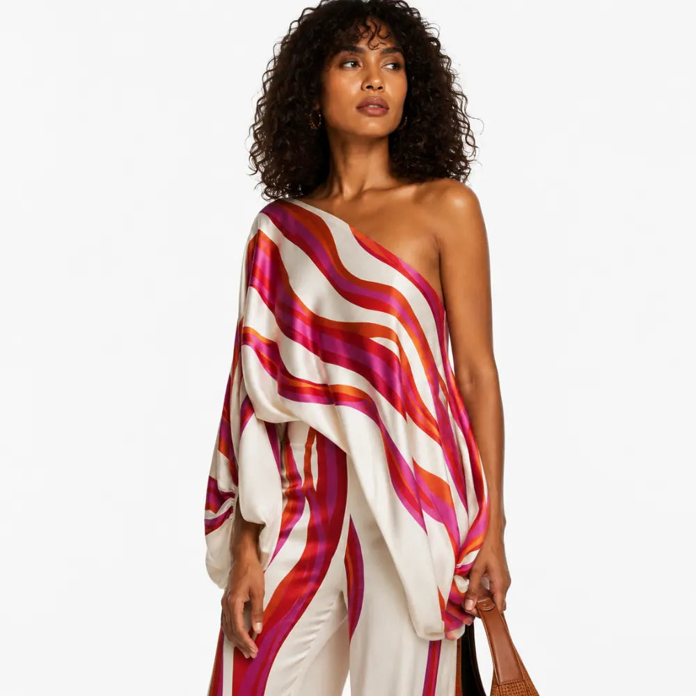 Conjunto Feminino Cetim Ombro Único Positano
