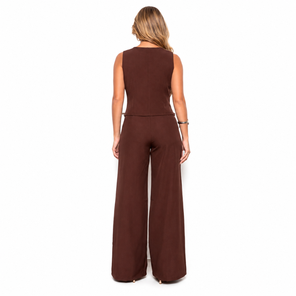 Conjunto Feminino Alfaiataria Marrom Verona