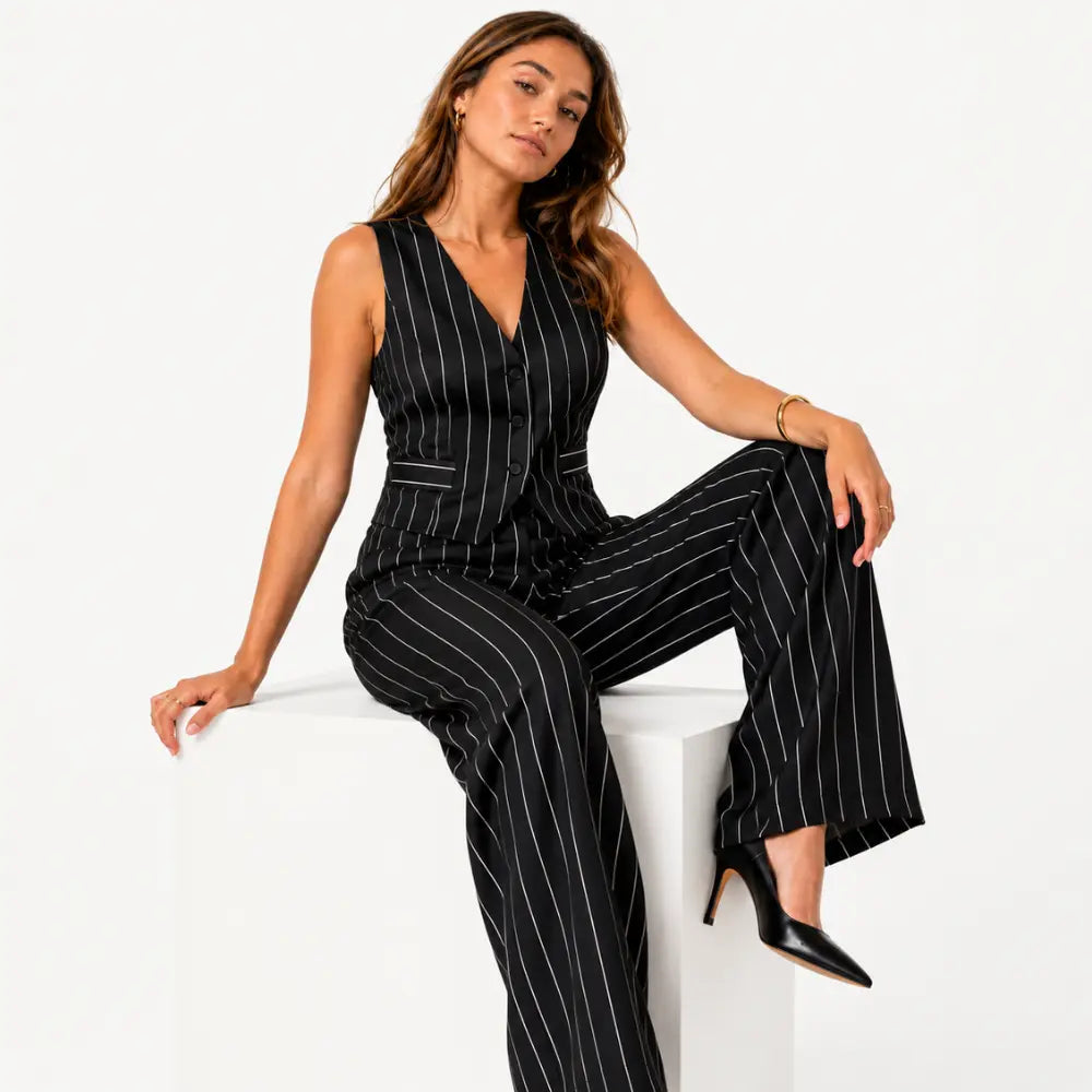 Conjunto Feminino Alfaiataria Listrado Milano
