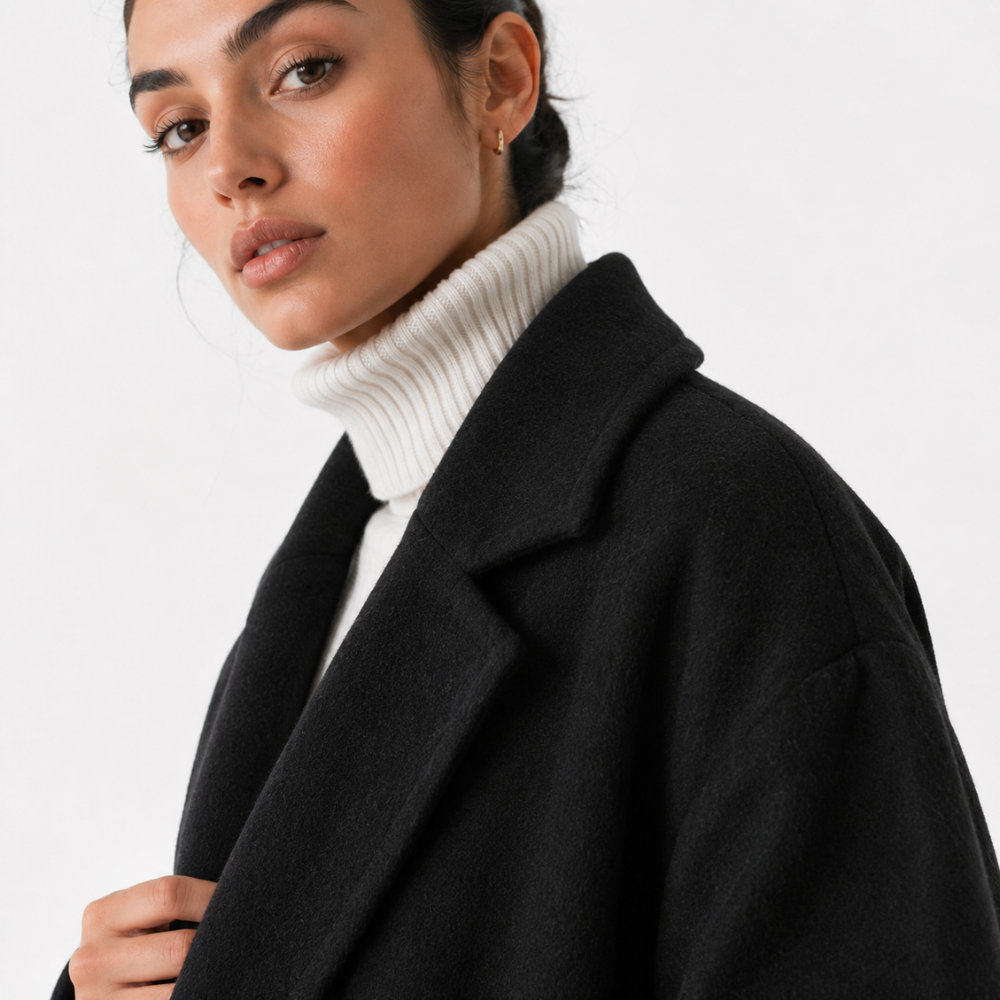 Sobretudo Feminino Alongado em Lã Elegante Milano Atelier