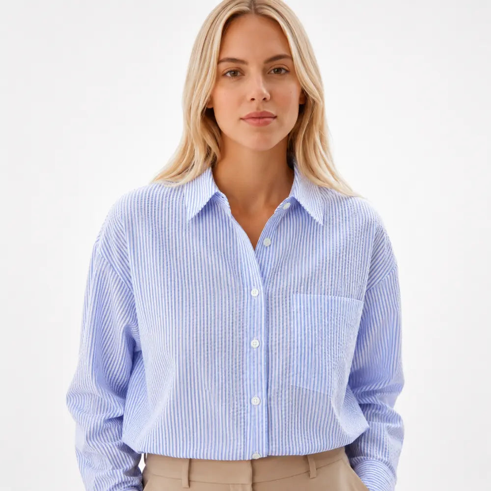 Camisa Social Feminina Listrada Riviera