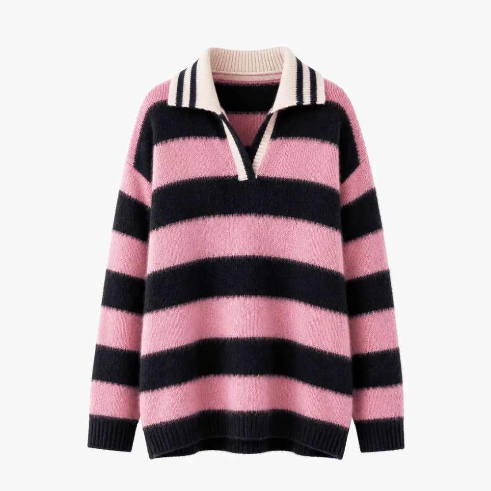 Suéter Feminino Gola Polo Rosa Cashmere Firenze