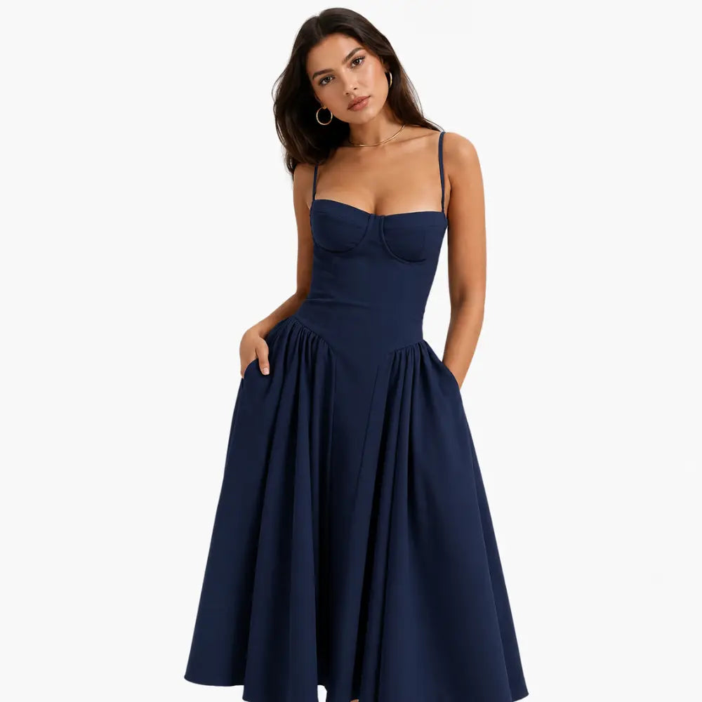 Vestido Midi Serena Noir Feminino Premium