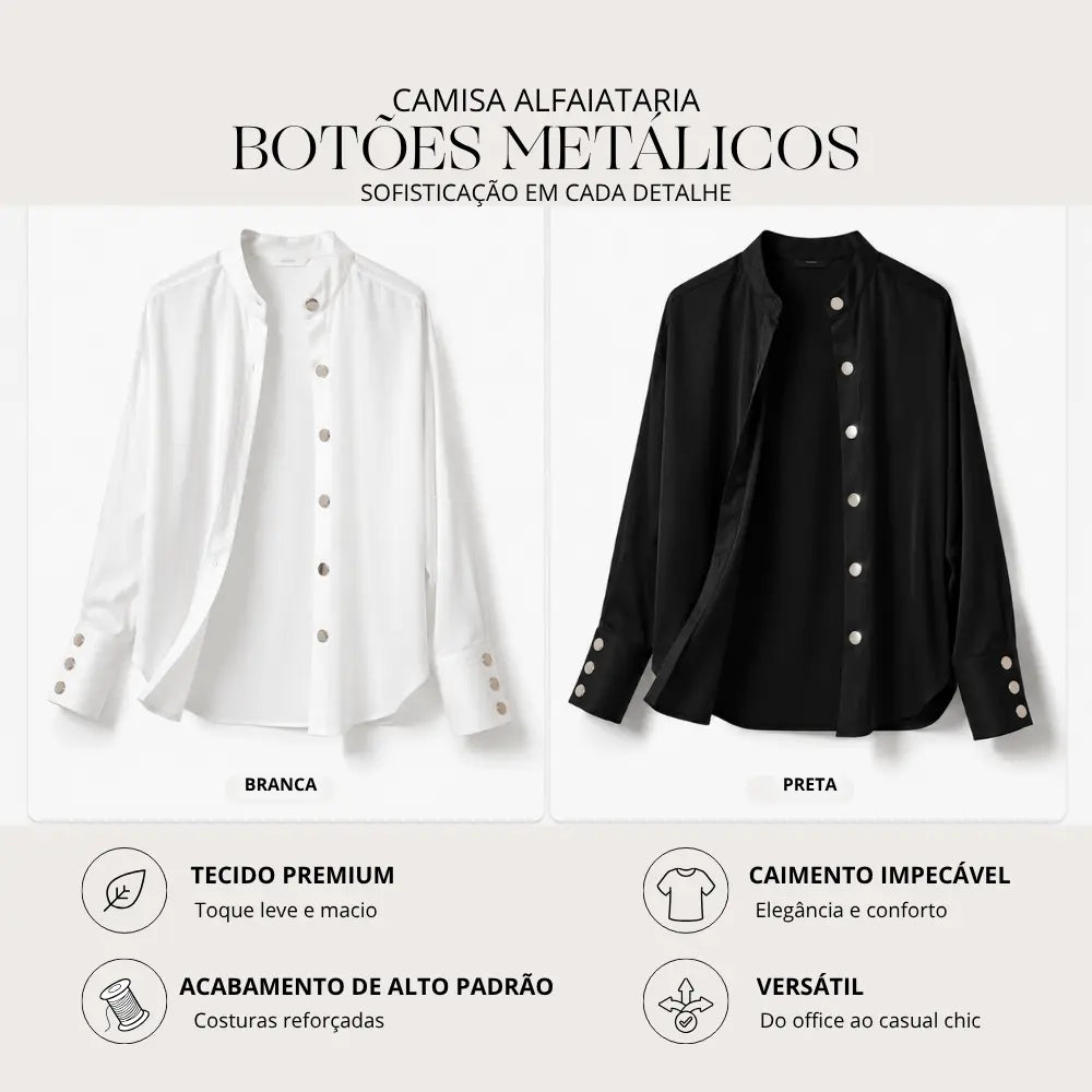 Camisa Social Feminina Branca Cairo Élégance