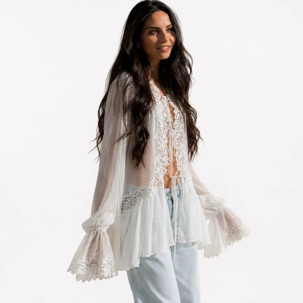 Bata Feminina Boho Renda Santorini