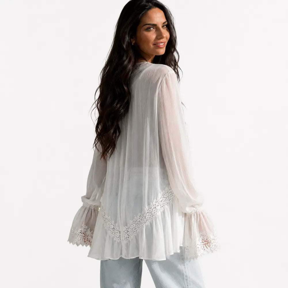 Bata Feminina Boho Renda Santorini