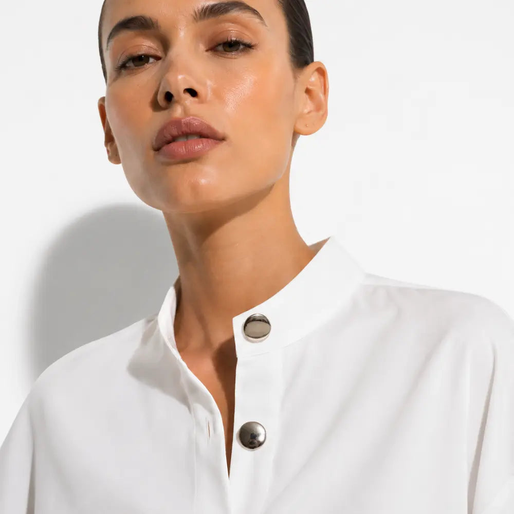 Camisa Social Feminina Branca Cairo Élégance