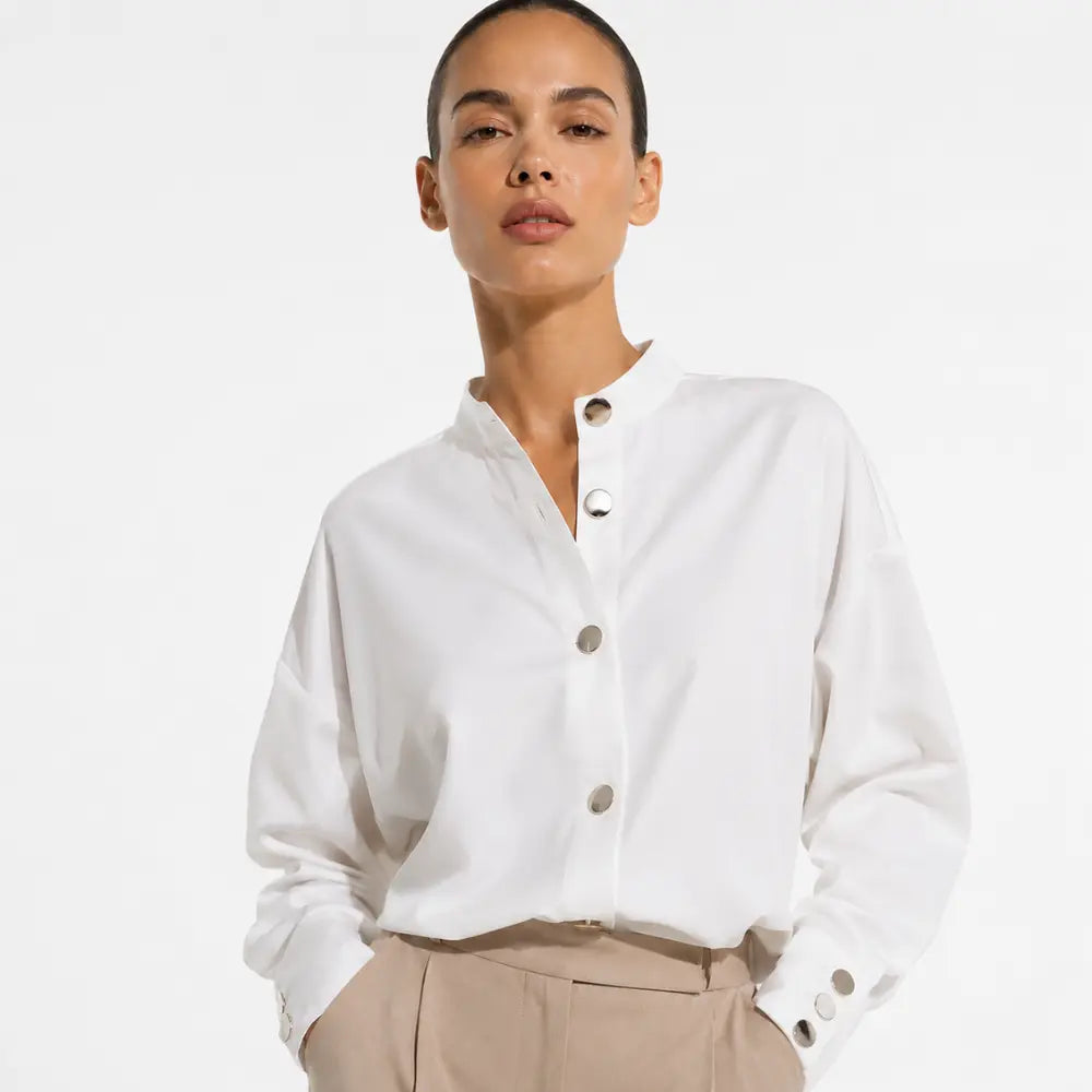 Camisa Social Feminina Branca Cairo Élégance