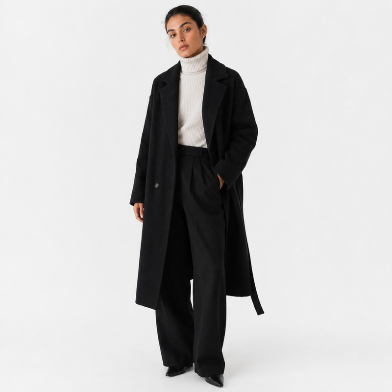 Sobretudo Feminino Alongado em Lã Elegante Milano Atelier