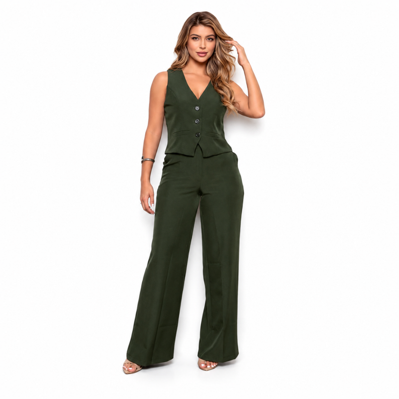 Conjunto Feminino Alfaiataria Verde Militar Verona