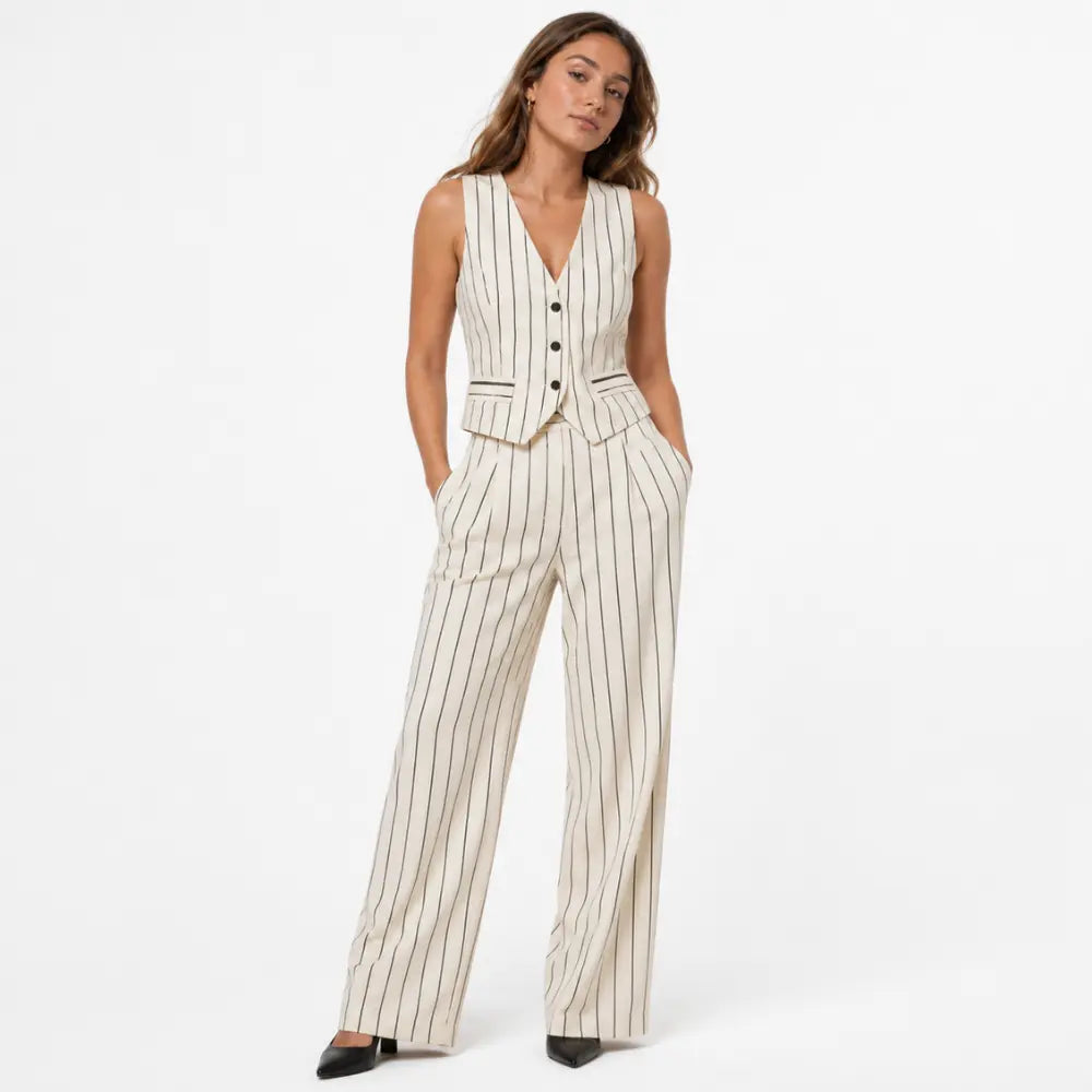 Conjunto Feminino Alfaiataria Listrado Milano