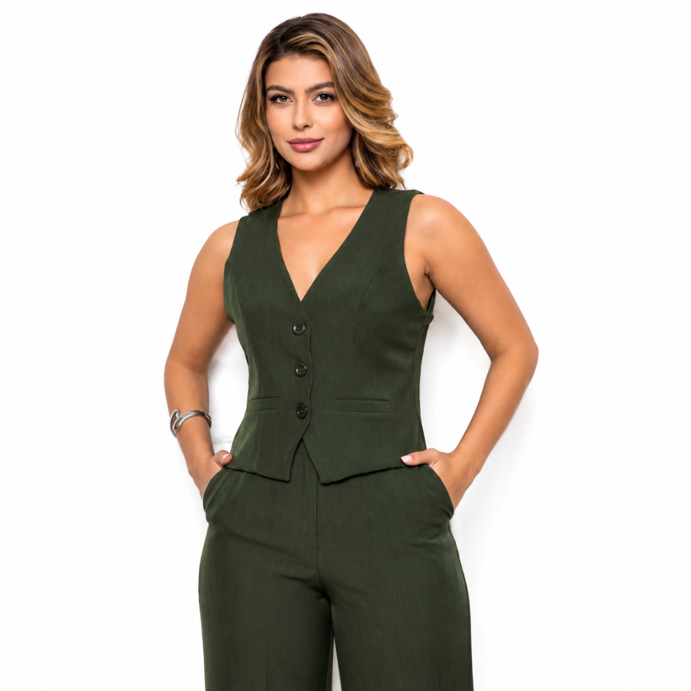 Conjunto Feminino Alfaiataria Verde Militar Verona
