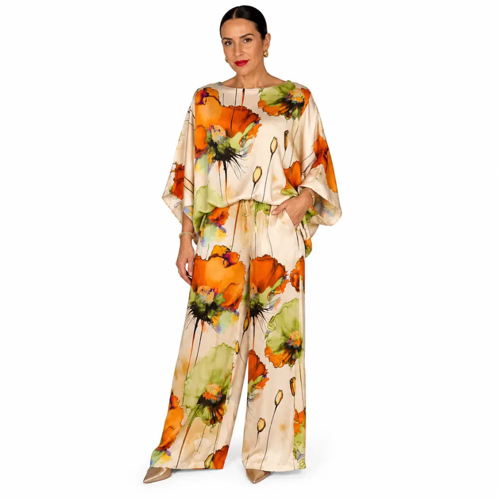 Conjunto Feminino Cetim Estampado Bellissima