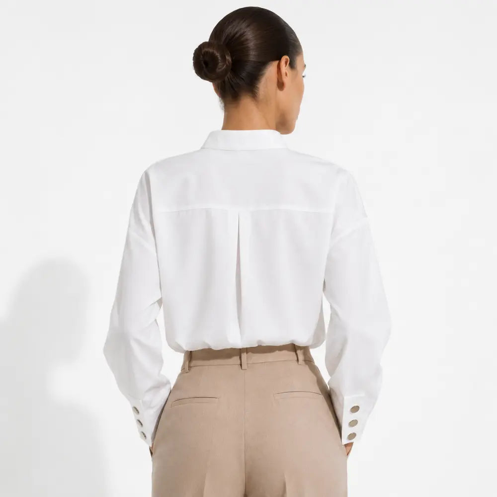 Camisa Social Feminina Branca Cairo Élégance