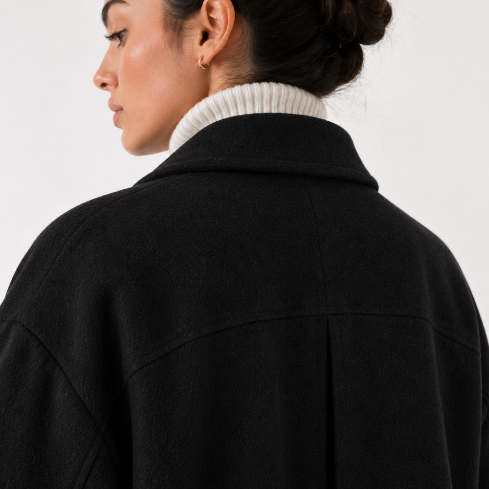 Sobretudo Feminino Alongado em Lã Elegante Milano Atelier