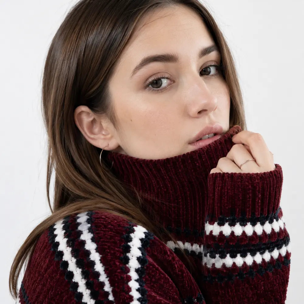 Suéter Feminino Chenille Gola Alta Bergen Firenze