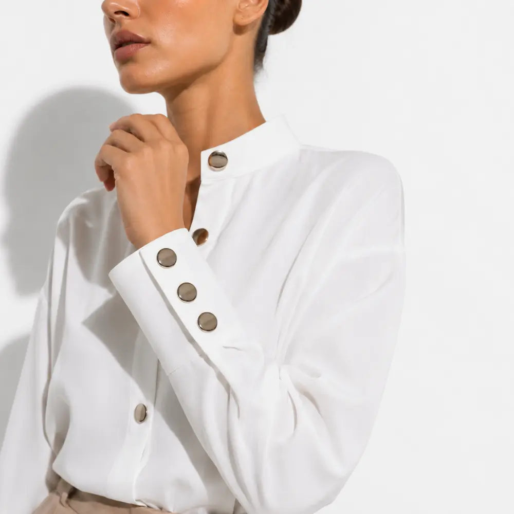 Camisa Social Feminina Branca Cairo Élégance