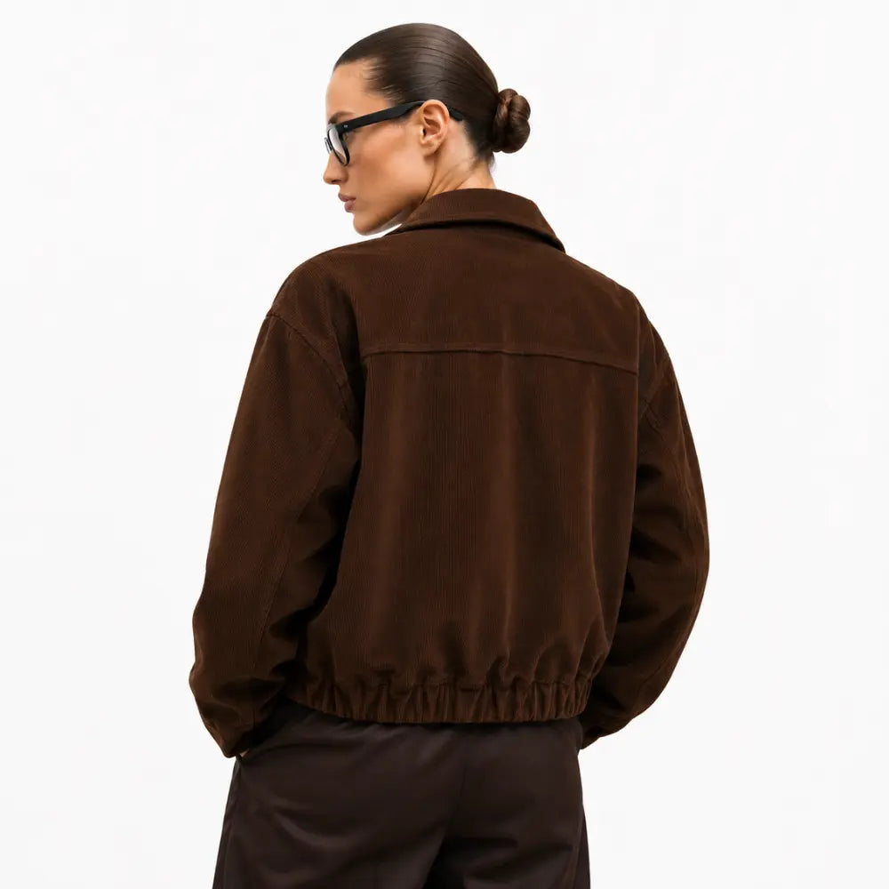Jaqueta Feminina Verona marrom oversized – vista traseira
