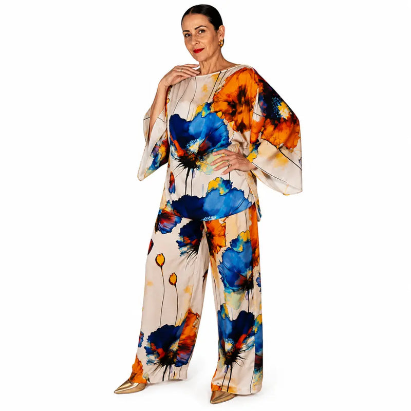 Conjunto Feminino Cetim Estampado Bellissima