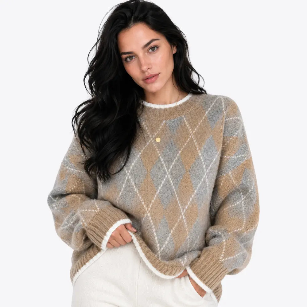 Suéter Feminino Tricô Argyle Firenze