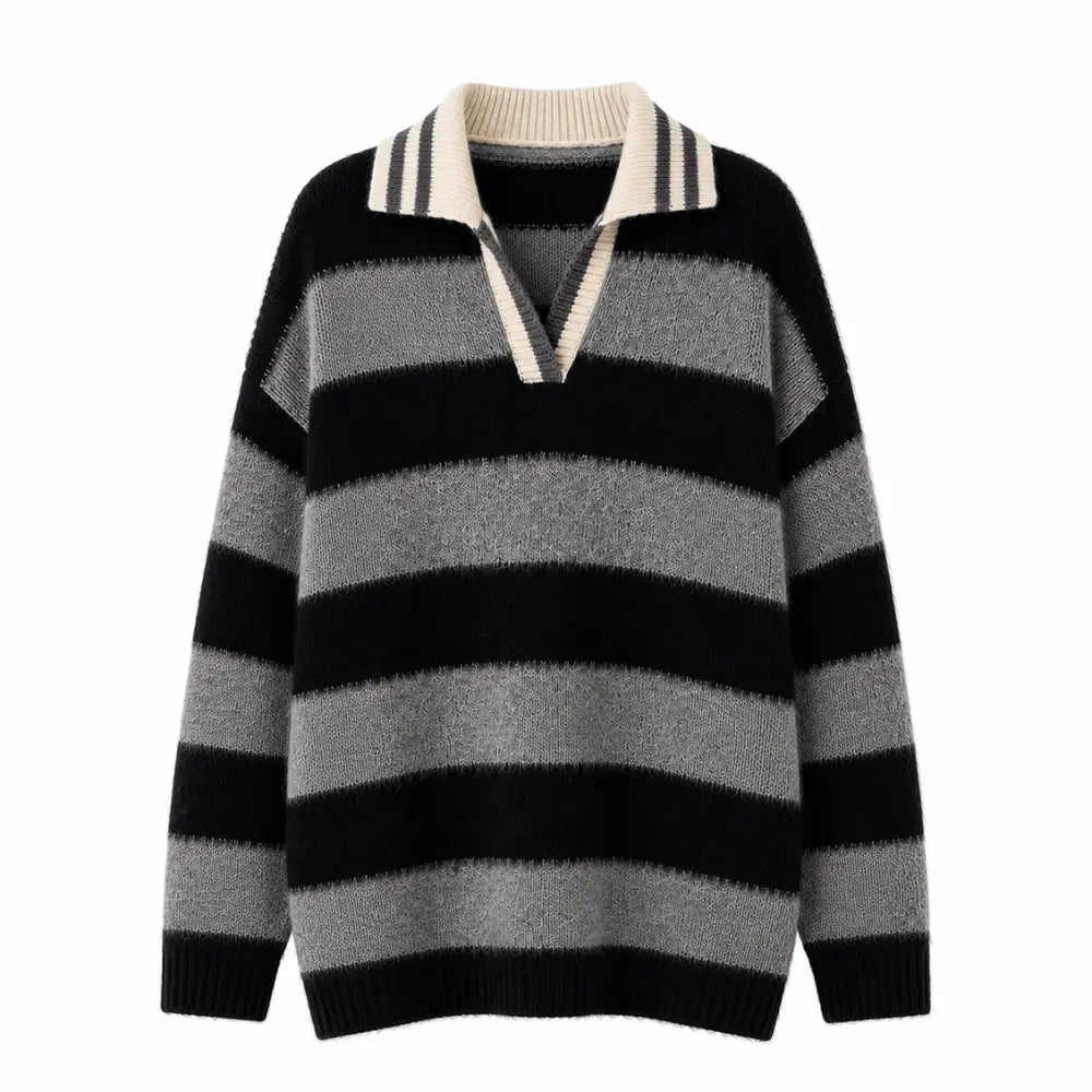 Suéter Feminino Gola Polo Preto Cashmere Firenze