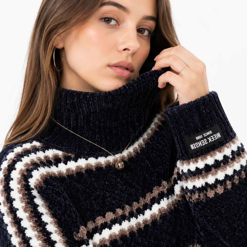 Suéter Feminino Chenille Gola Alta Bergen Firenze