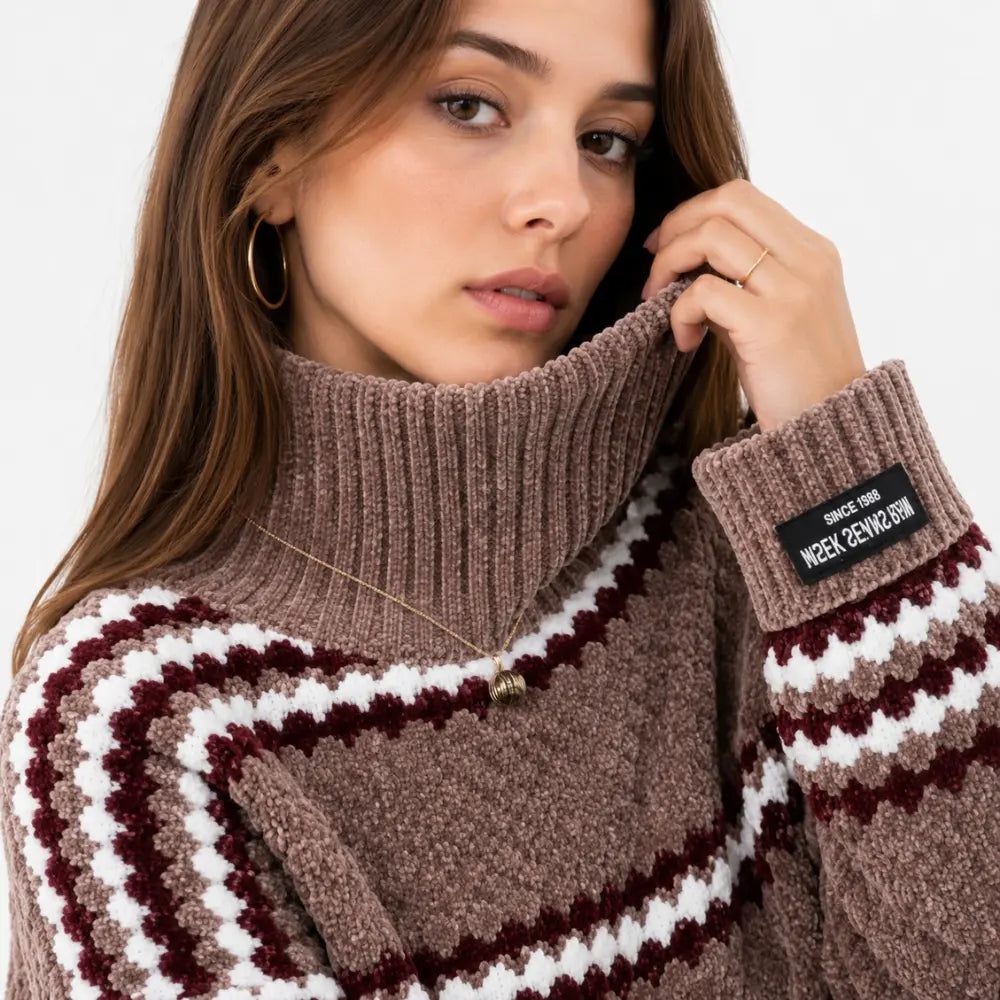 Suéter Feminino Chenille Gola Alta Bergen Firenze