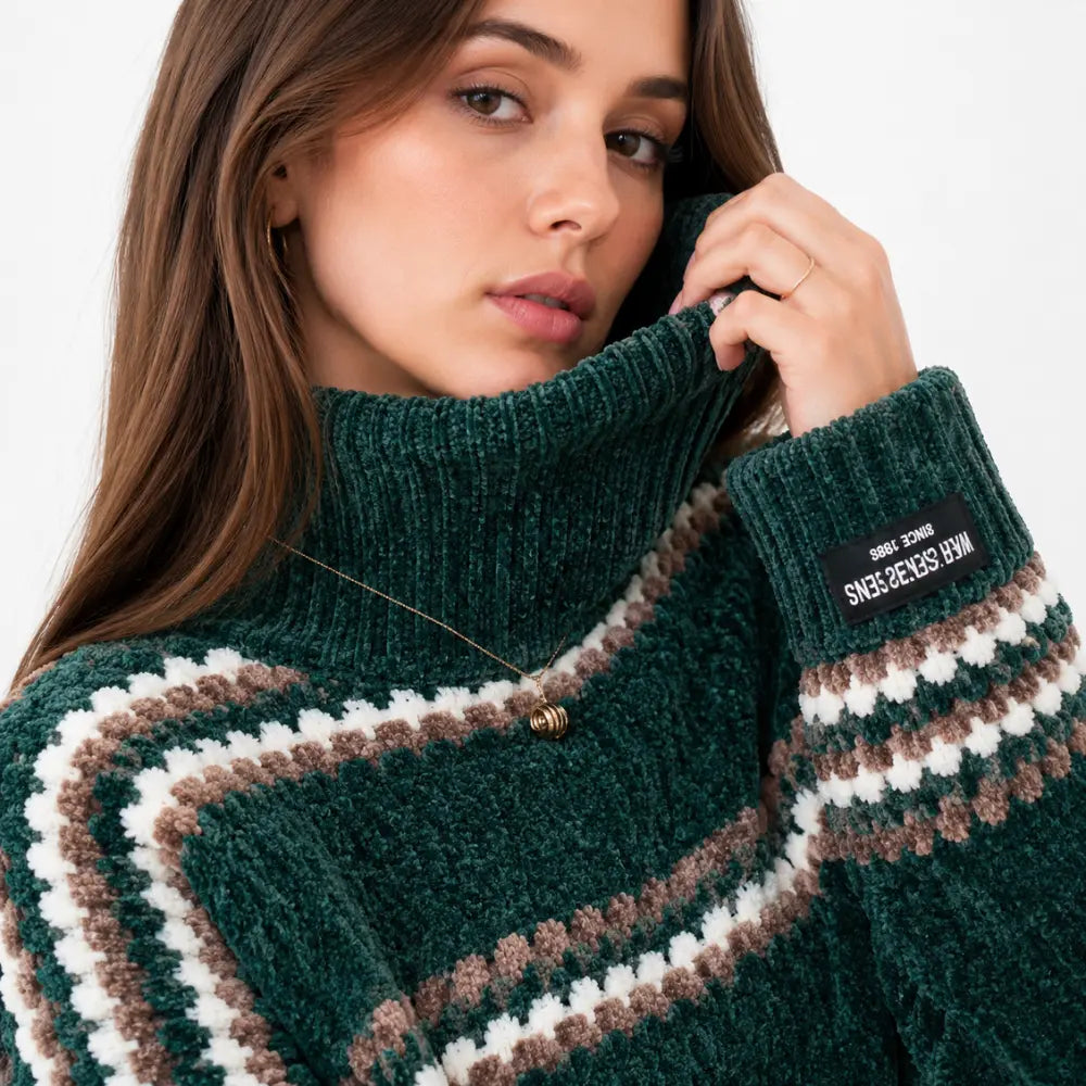 Suéter Feminino Chenille Gola Alta Bergen Firenze