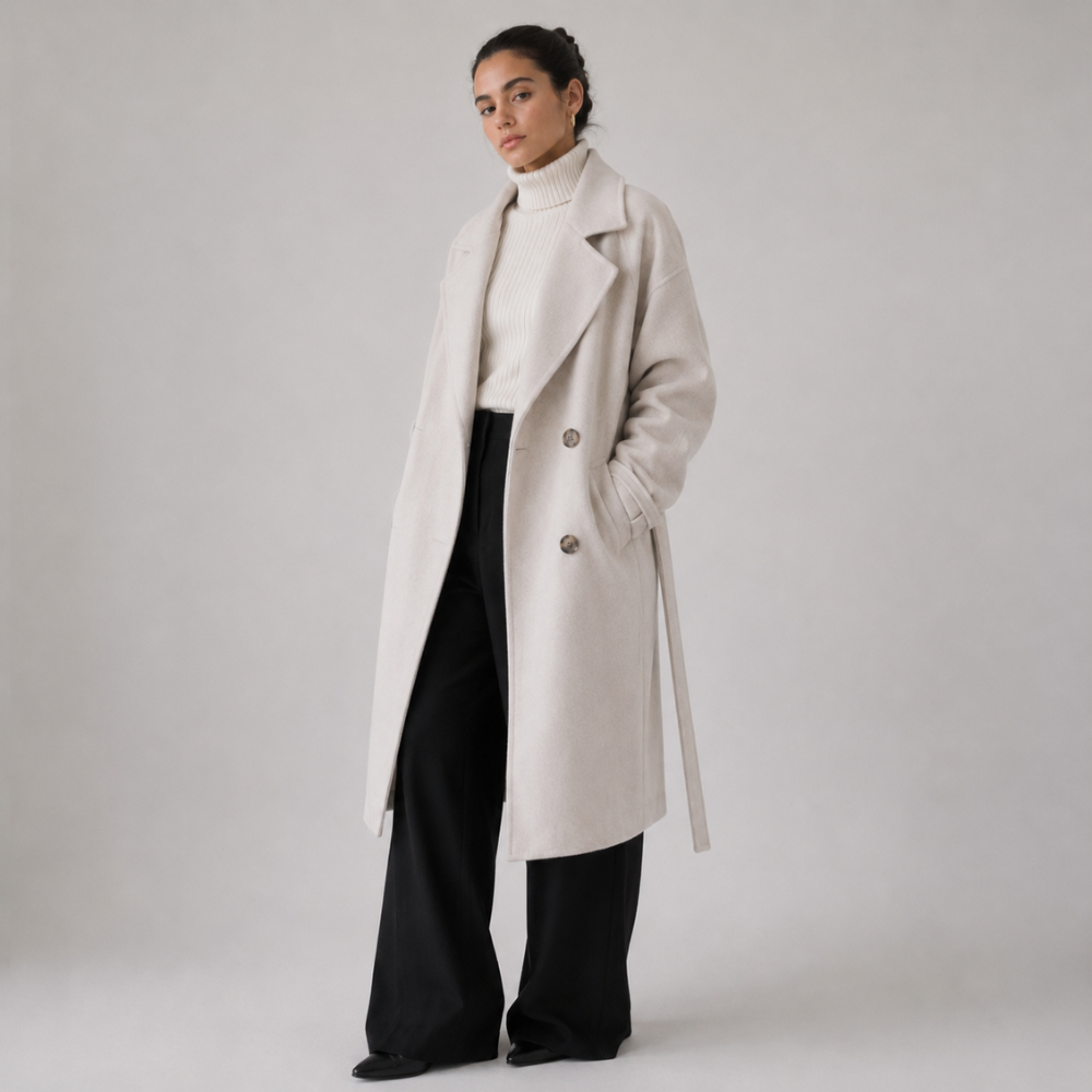 Sobretudo Feminino Alongado em Lã Elegante Milano Atelier