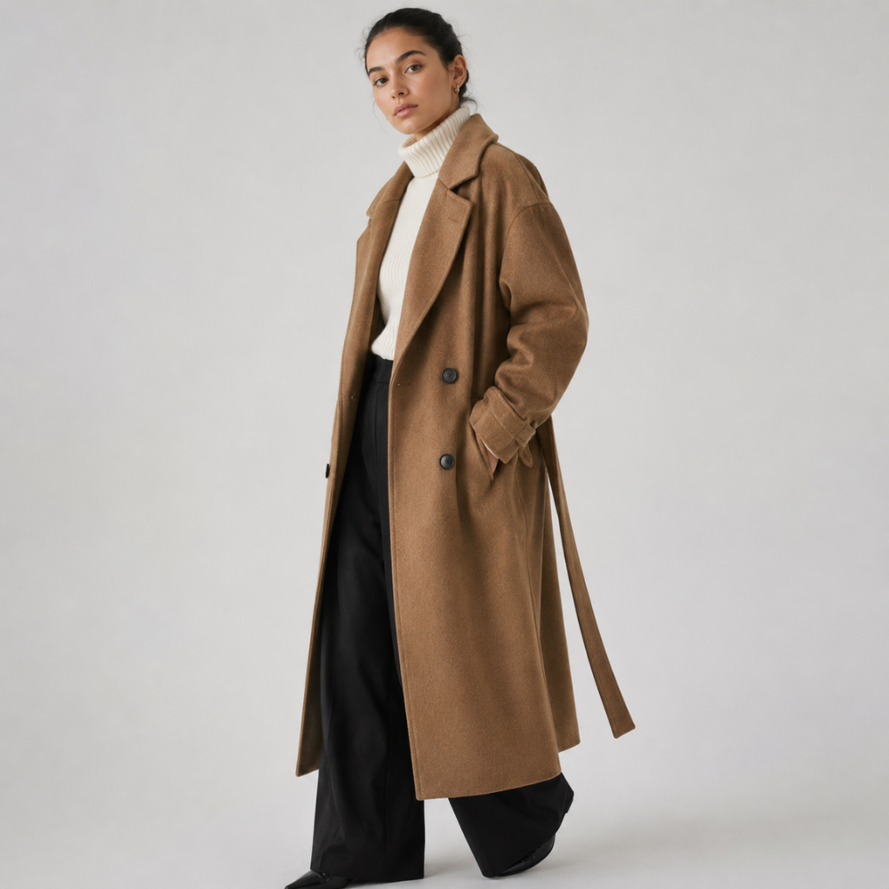 Sobretudo Feminino Alongado em Lã Elegante Milano Atelier