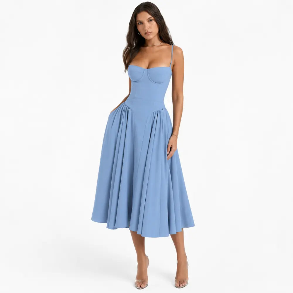 Vestido Midi Serena Noir Feminino Premium