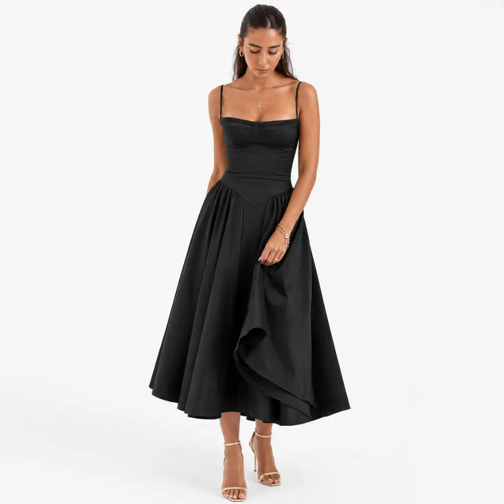 Vestido Midi Serena Noir Feminino Premium